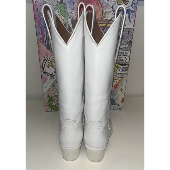 Jeffrey Campbell Cowboy Boots Size 7 White Leather Rancher Country Western Boho - Picture 4 of 7